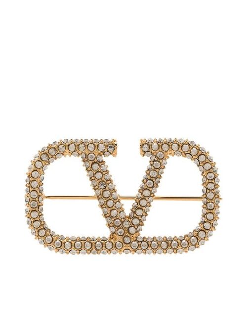 Valentino Garavani crystal-embellished VLogo brooch