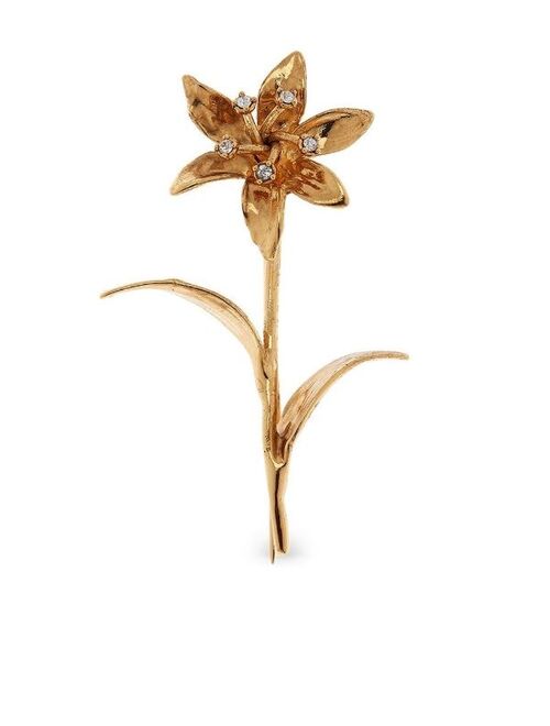 Oscar de la Renta crystal-embellished floral broach