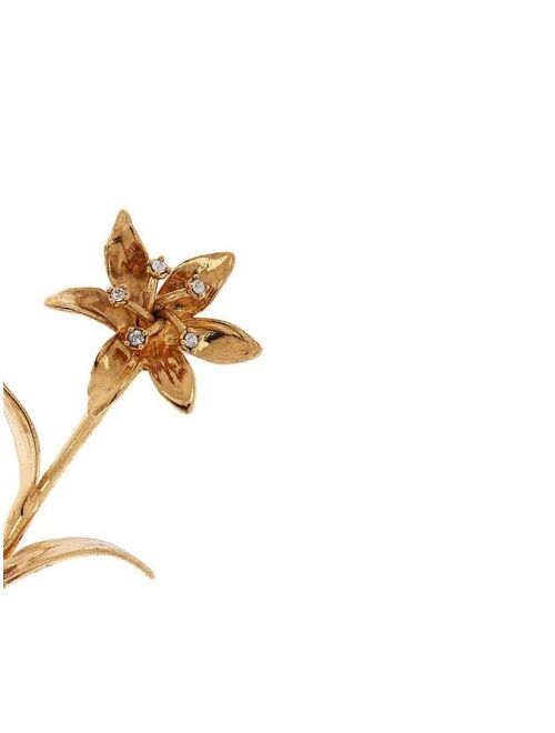 Oscar de la Renta crystal-embellished floral broach