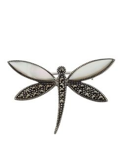 Tori Hill Marcasite & Mother of Pearl Dragonfly Brooch