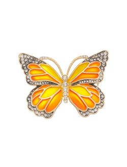 Napier Gold Tone Orange Butterfly Pin