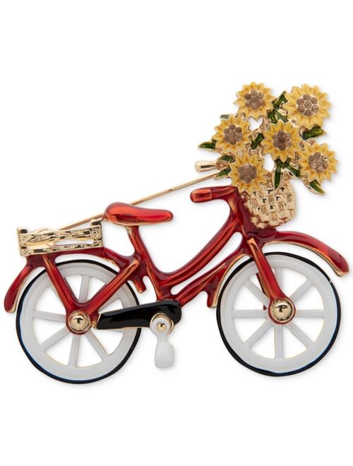 Anne Klein Silver-Tone Sunflower Bicycle Pin