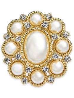 Gold-Tone Crystal & Imitation Pearl Pin, Created for Macy's