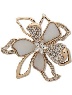 Gold-Tone Crystal & Mother-of-Pearl Flower Pin