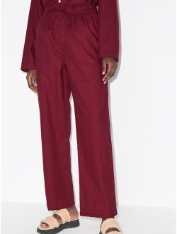 TEKLA flannel straight-leg pajama trousers