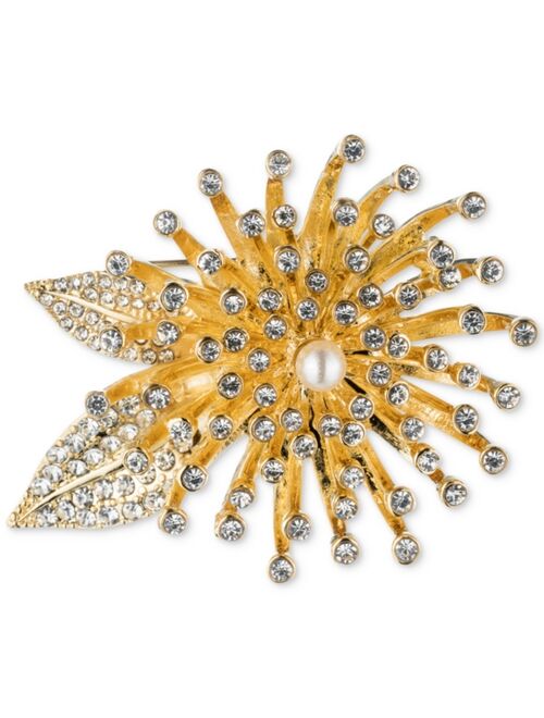 Anne Klein Gold-Tone Crystal Flower Burst Pin, Created for Macy's