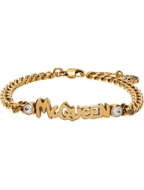 ALEXANDER MCQUEEN Gold Graffiti Chain Bracelet