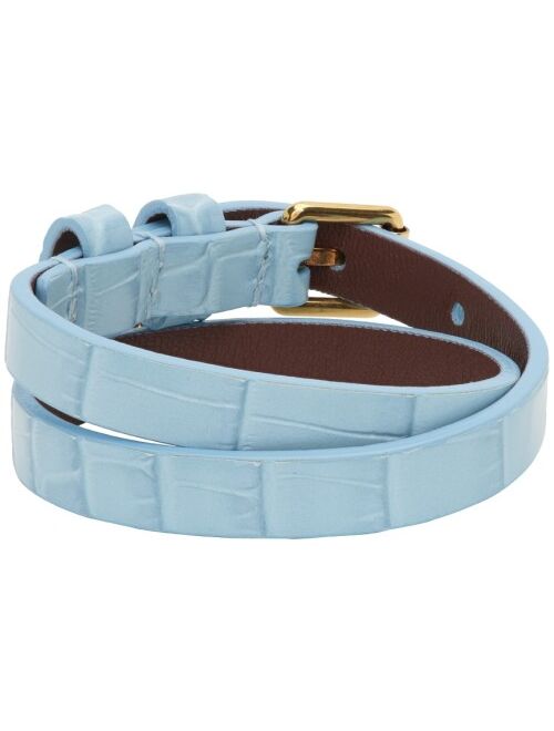 ALEXANDER MCQUEEN Blue Croc Double Wrap Bracelet