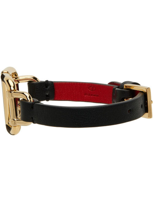 VALENTINO GARAVANI Black VLogo Leather Bracelet