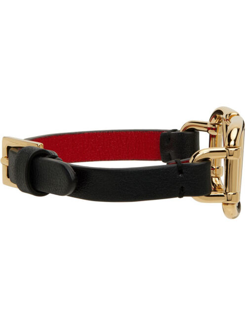 VALENTINO GARAVANI Black VLogo Leather Bracelet
