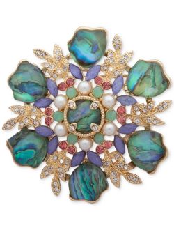Gold-Tone Multi-Stone & Imitation Pearl Cluster Pin, Created for Macy's