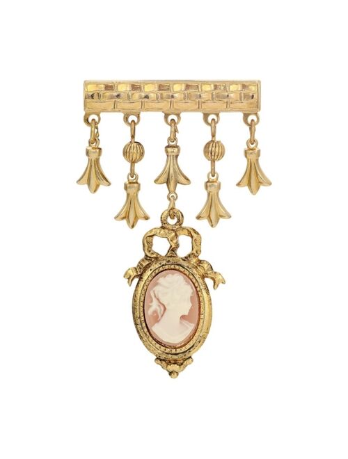 2028 Gold-Tone Cameo Drop Barpin