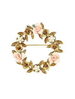 1928 Porcelain Rose Wreath Pin