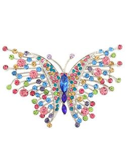 EVER FAITH Swallowtail Butterfly Brooch Multicolor Austrian Crystal Silver-Tone