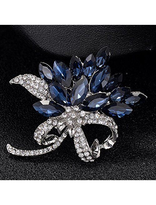 Comelyjewel Women's Flower Brooch Pin Crystal Rhinestones Breastpin for Wedding/Banquet/Bouquet