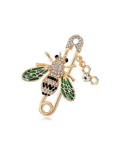 GYAYU Bee Brooch pins Women Enamel Crystal Insect Pin Lapel Pin Large Safety Pin