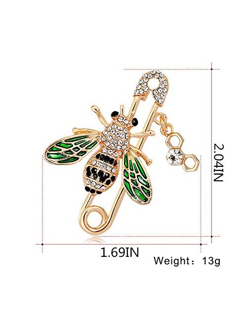 GYAYU Bee Brooch pins Women Enamel Crystal Insect Pin Lapel Pin Large Safety Pin