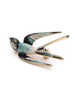 Comelyjewel Premium Lovely Crystal Swallow Animal Brooch Bird Lapel Pin Badge Women Jewelry