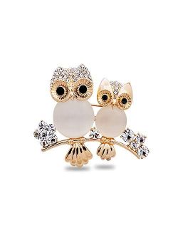 Comelyjewel Brooch Owl Shape Rhinestone Covered Crystal Beauty Brooch Pin Scarves Shawl Clip For Women Ladies