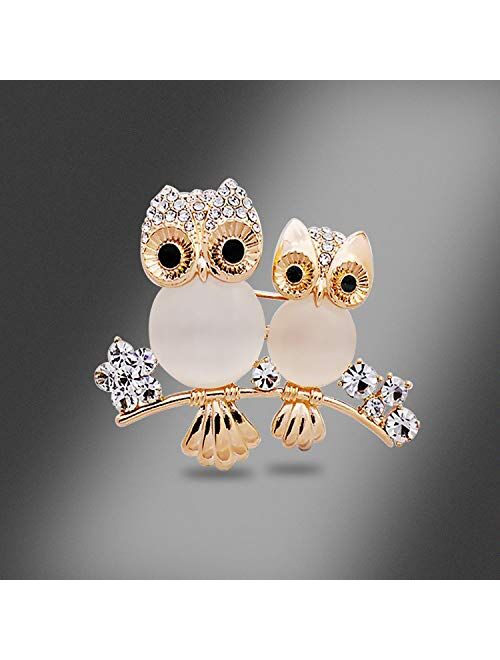 Comelyjewel Brooch Owl Shape Rhinestone Covered Crystal Beauty Brooch Pin Scarves Shawl Clip For Women Ladies