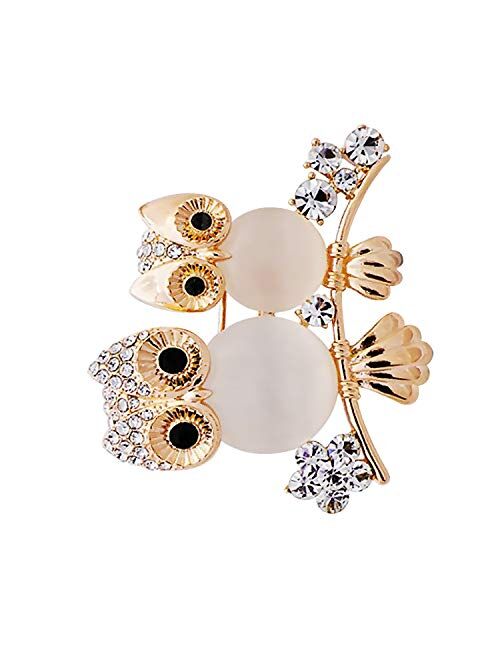 Comelyjewel Brooch Owl Shape Rhinestone Covered Crystal Beauty Brooch Pin Scarves Shawl Clip For Women Ladies