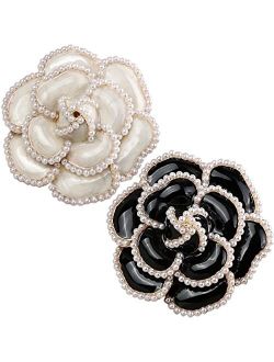 Goldaw 2 Pieces Flower Brooch Pin Petal Elegant Exquisite Art Brooch for Women Wedding Banquet Party Brooch Simple Pin