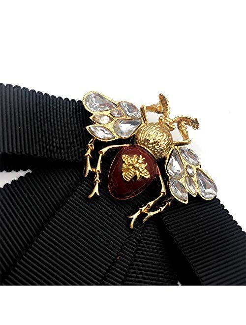 BFDYY Bee bow brooches with Rhinestone bow tie brooch Ribbon bow tie for party Clothing accessories