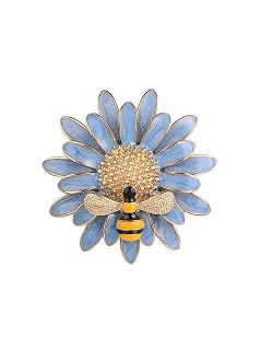 Yoursfs Floral Brooch Pin 18K Gold Plated Flower and Bee Decorative Garment Dress Jewelry for Women Cocktail Party Accessory Brooches Pin