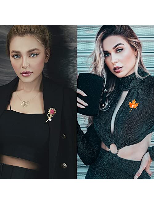 Goldaw 4 Pcs Elegant Flower Brooch Pin for Women Creative Pearl Rhinestone Brooch Pins and Leaf Brooch Pin for Women Girls Party Fashionable Gifts