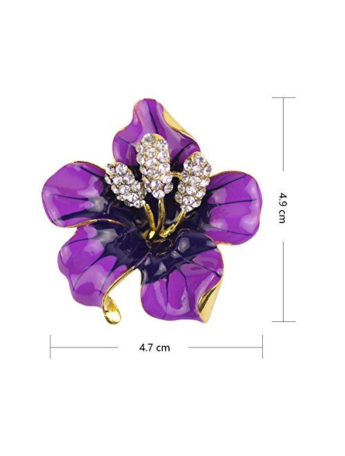 Merdia Brooch Pin for Women Flowers Brooch with Created Crystal Purple 29.8g