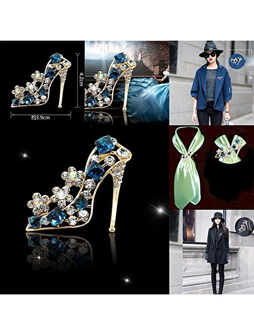 Fablcrew Shuiniba High Heels Shoes Shape Brooch Pin for Women Brides Created Brooch Size 4.23.9cm