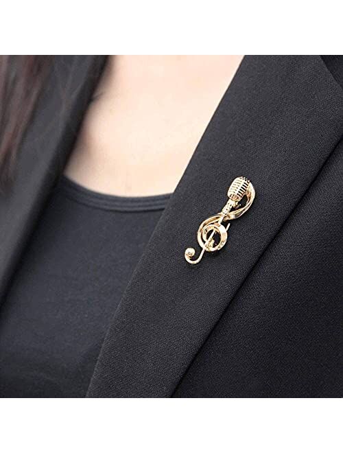 MZHSMZHR Microphone Music Note Brooch Pins broches Jewelry for Women Cute pins Fashion Jewelry Brooch Simple Accessories Gifts for Party New Year' s Gifts