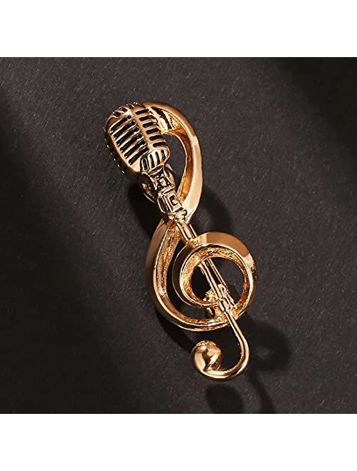 MZHSMZHR Microphone Music Note Brooch Pins broches Jewelry for Women Cute pins Fashion Jewelry Brooch Simple Accessories Gifts for Party New Year' s Gifts