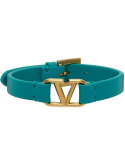 GARAVANI Green & Gold Leather VLogo Bracelet