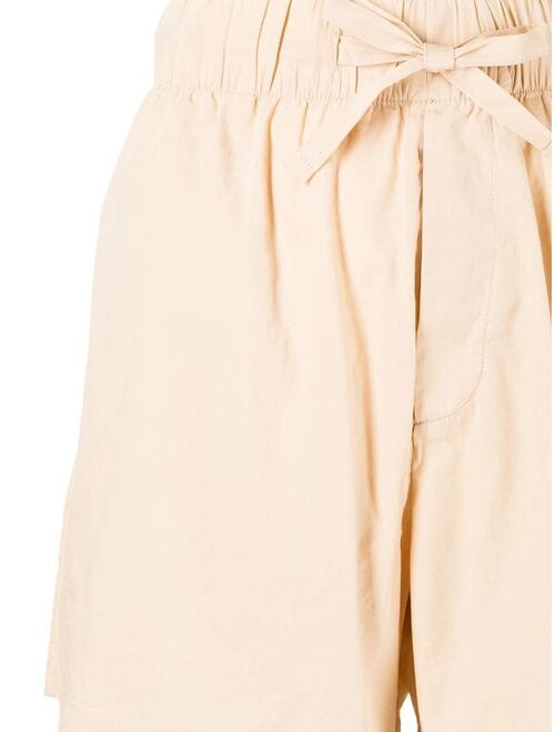 TEKLA poplin drawstring pajama shorts