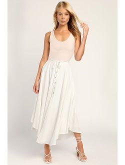 Best Beginnings Ivory Button-Front Midi Skirt