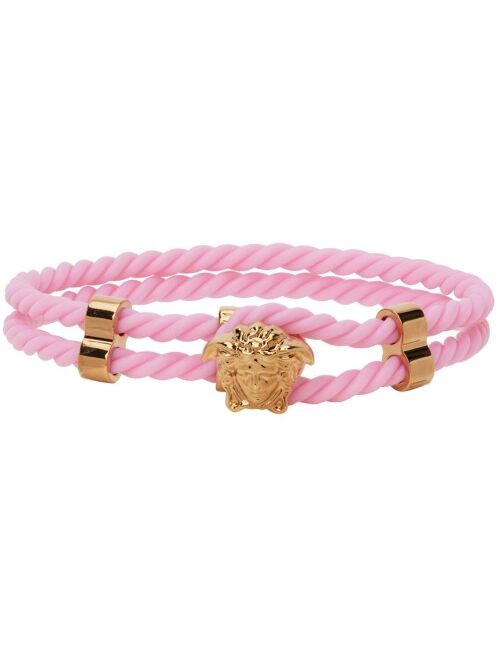 VERSACE Pink & Gold Rubber Medusa Bracelet