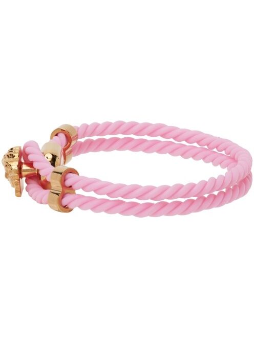 VERSACE Pink & Gold Rubber Medusa Bracelet