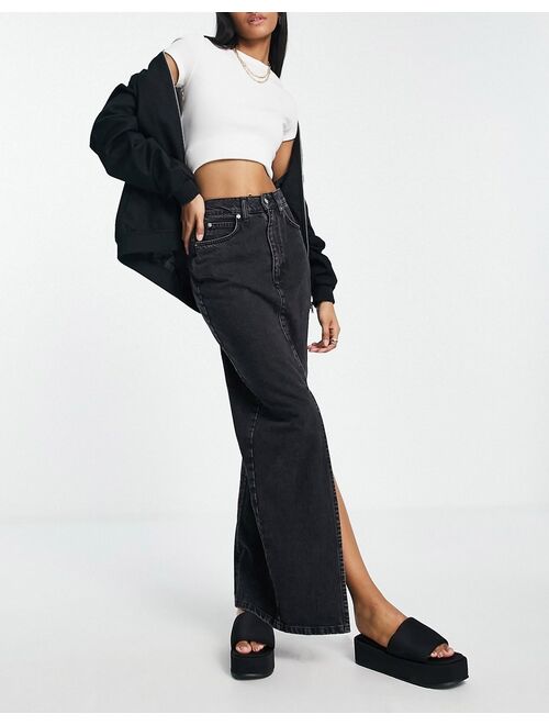 ASOS Tall ASOS DESIGN Tall organic denim 90s maxi skirt in washed black