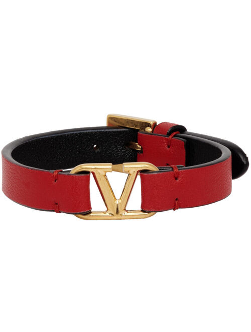 VALENTINO GARAVANI Red & Black VLogo Bracelet