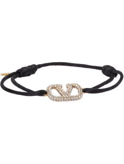 GARAVANI Black Leather VLogo Bracelet