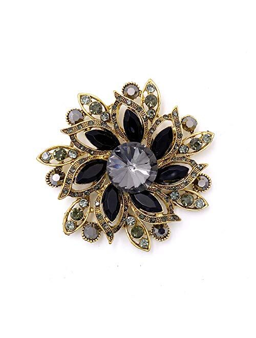 LAXPICOL Vintage Women's Austrian Crystal Elegant Flower Brooch Wedding Broach Pin