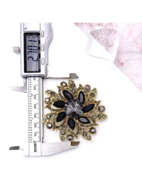 LAXPICOL Vintage Women's Austrian Crystal Elegant Flower Brooch Wedding Broach Pin