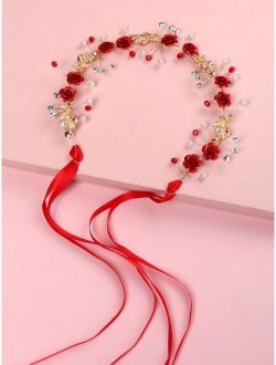 Toddler Girls Flower & Faux Pearl Decor Hair Band