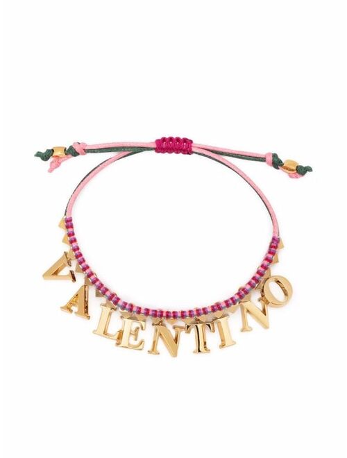 Valentino Garavani logo letter charm cord bracelet