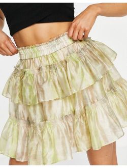 Allsaints x ASOS Exclusive Astra skirt in lime - part of a set
