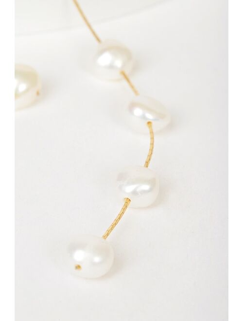 Lulus X Casa Clara Camilla 14KT Gold Pearl Drop Earrings