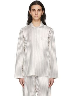 TEKLA Brown & Off-White Stripe Pyjama Shirt