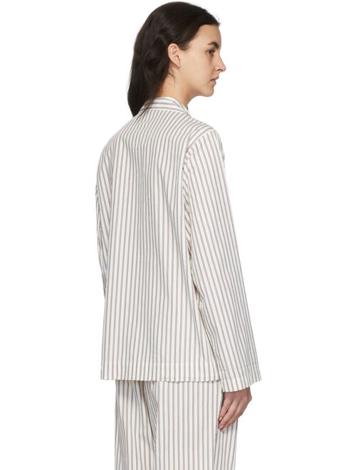 TEKLA Brown & Off-White Stripe Pyjama Shirt