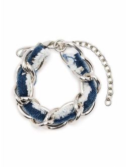woven-denim chain-link bracelet